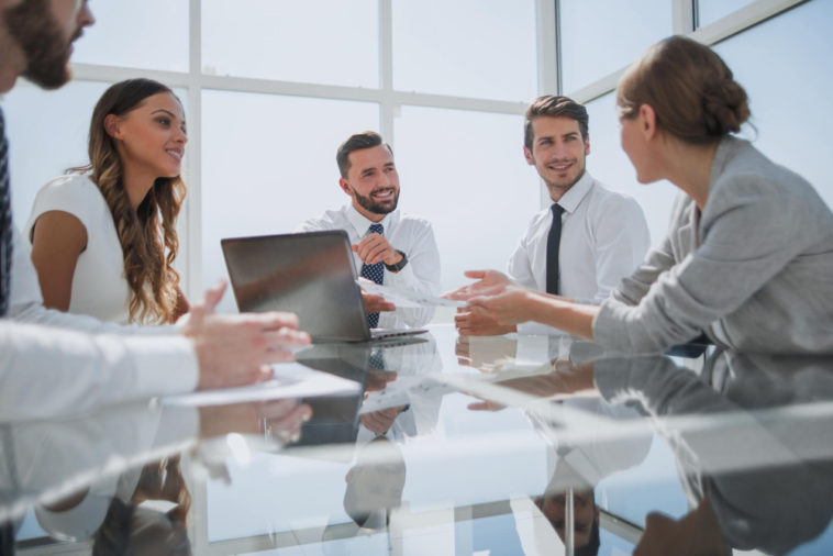 business team at an office meeting