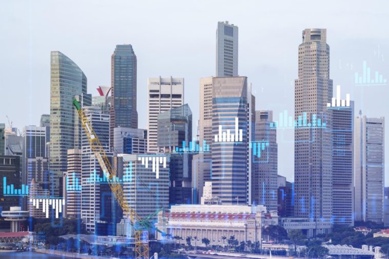 holographic stock charts with city backdrop