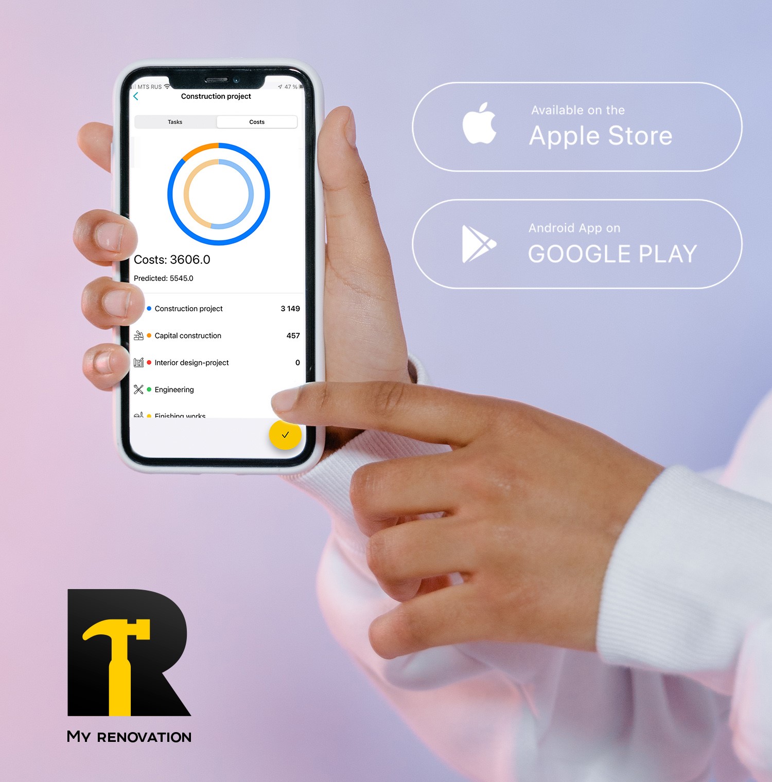 My Renovation app on a smartphone