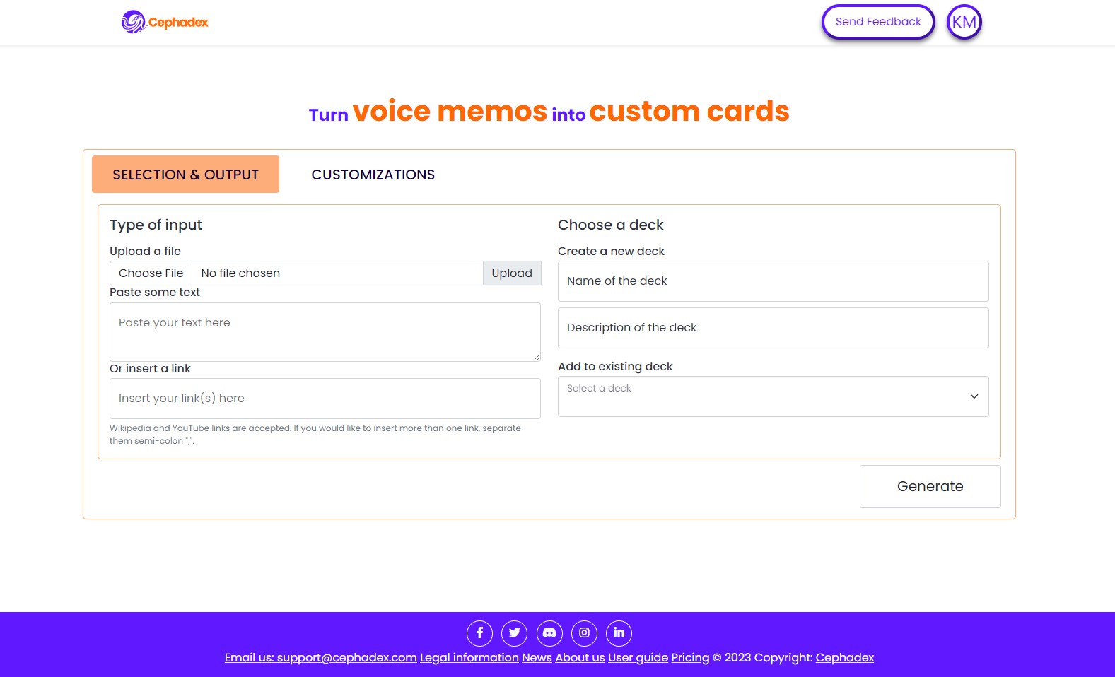 Cephadex Limited turning voice memos into custom cards