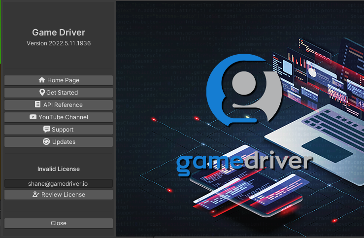 Game Driver screen